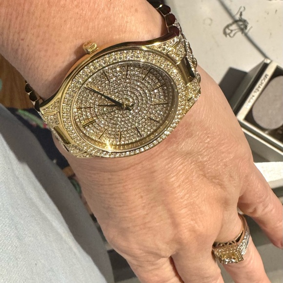 Like NEW! Michael Kors gold-tone “Slim Runway” Pave’ series! Originally $495!!! - Picture 9 of 10